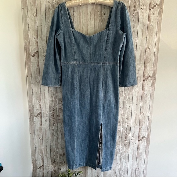 Le Jean Tallulah Body-con Denim Midi Dress Large - Picture 2 of 9